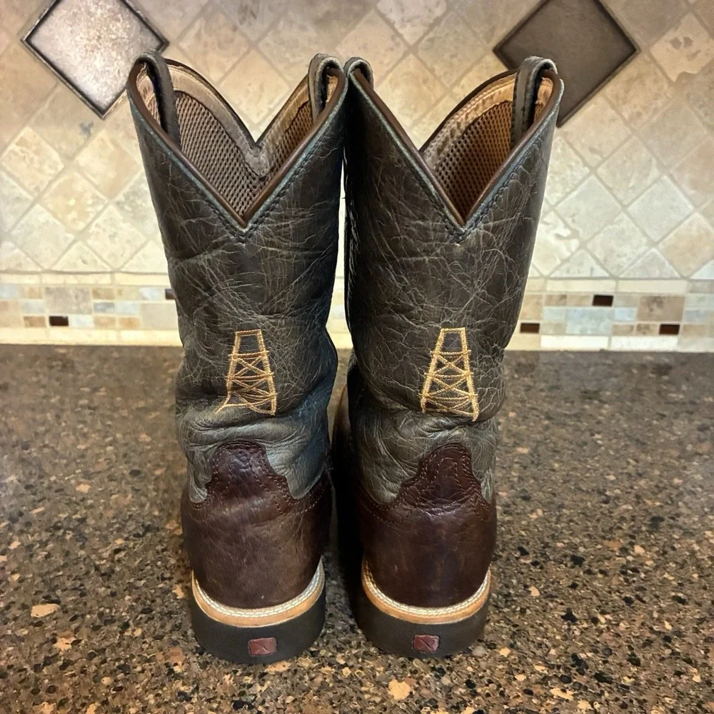 Twisted‎ X Youth 6M Boots Cognac Blue Western Square Toe Oil Rig Work Cowboy